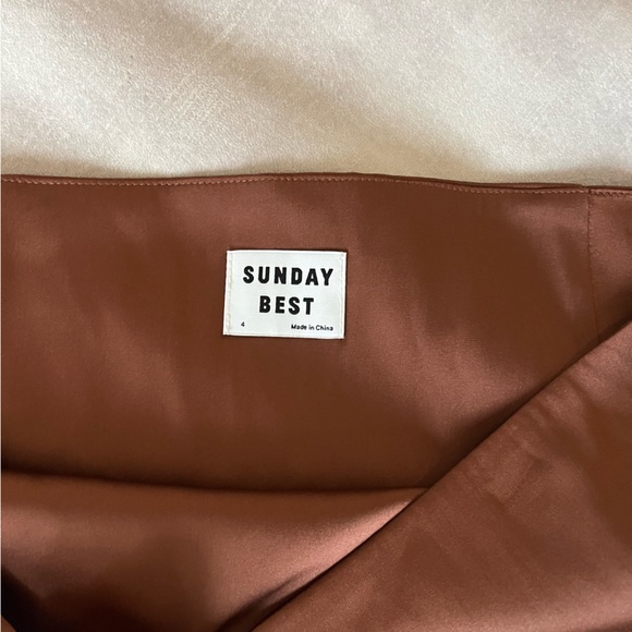 Aritzia Sunday Best Brown Satin Mini Skirt - Picture 2 of 4